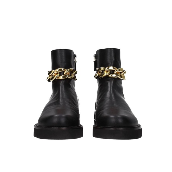 New Stuart Weitzman Black Boots Metal Chain 7.5 Lift Bootie - Picture 2 of 10